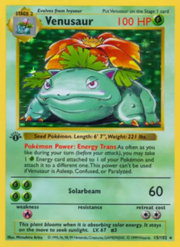 PSA 10 Pokémon Venusaur #15 — Base Set Unlimited (1999)