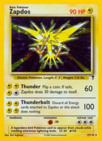 PSA 10 Pokémon Zapdos #19 — Legendary Collection (2002)