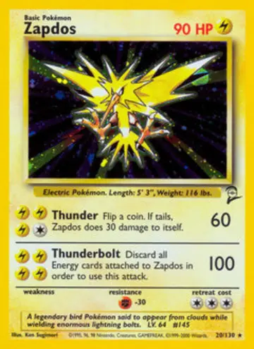 PSA 10 Pokémon Zapdos #20 — Base Set 2 (2000)