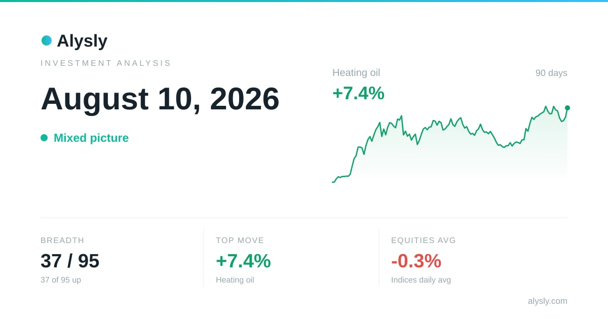 The commodity complex moves +4.6% as oil and industrial metals set the tone – August 10, 2026