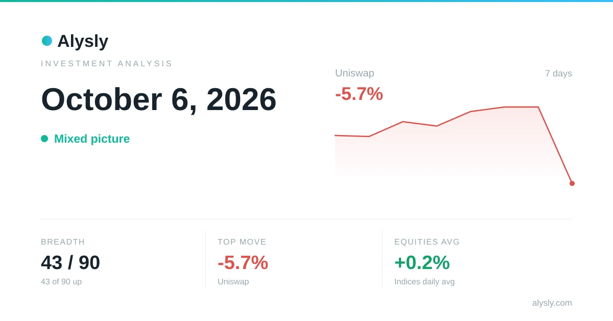 The S&P 500 Leads Bitcoin, +0.6% Against -0.3% – October 6, 2026